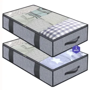 Foldable Underbed Storage Bags 2 Pack Zippered Organizer for Comforters,