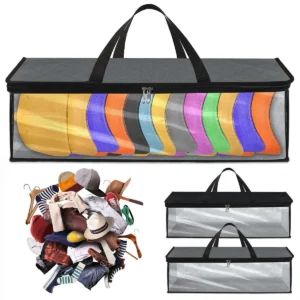 Flexible Zippered Under Bed Storage Bag Fabric Underbed Clothes Rectangle 24