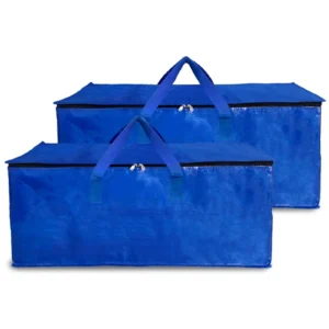 Large Foldable Under Bed Storage Bags | Pack of 2 Blue Travel Organizer.
